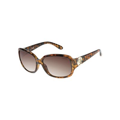 Light brown animal print mock croc square sunglasses